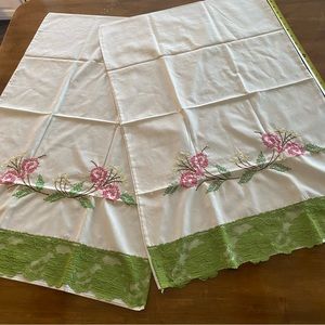 Vintage Handstitched Embroidery Standard Pillowcases